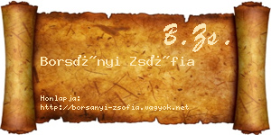 Borsányi Zsófia névjegykártya